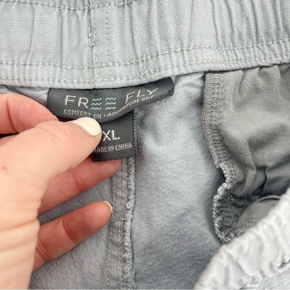 Free Fly Men’s Stretch Canvas Shorts Grey Cotton 6” Inseam Elastic Waist Outdoor - Picture 7 of 13